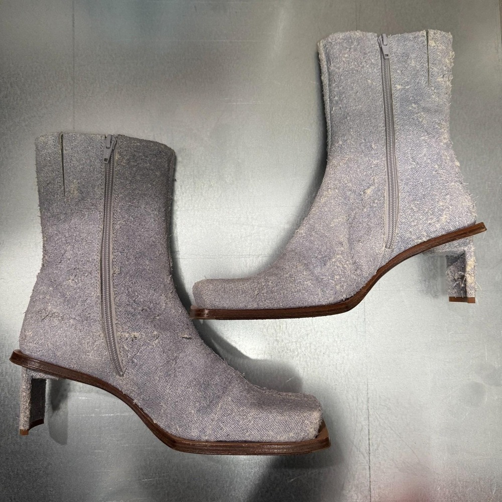 Miista‎ Brenda Blue Denim Ankle Boots EU 39 US 9 Square Toe Zip Handmade NWT